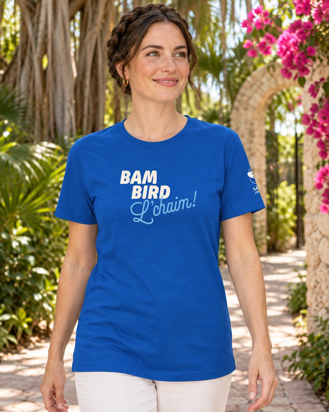 Bam Bird L'Chaim mahjong t-shirt in true royal, florida