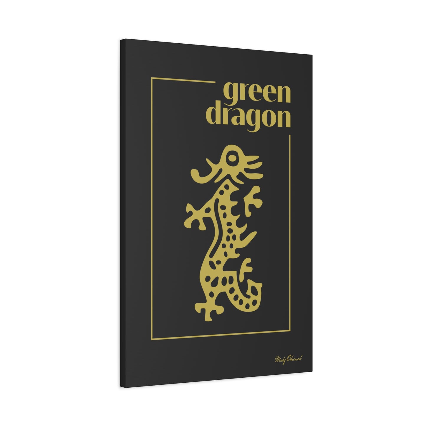 Green Dragon Black Canvas