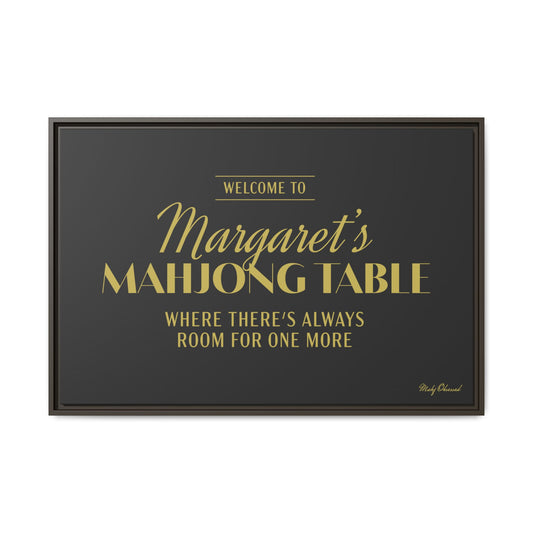 Always Welcome Mahjong framed canvas wall art in black
