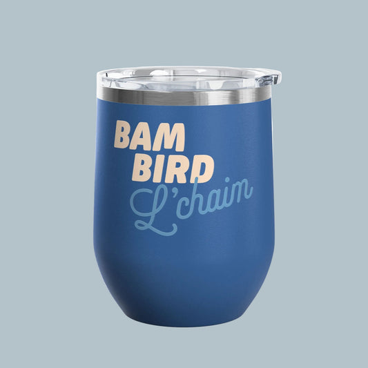 Bam Bird L'Chaim wine tumbler in royal