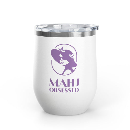 Mahj Obsessed Wine Tumbler — 12oz Insulated Mahjong Lover Travel Cup