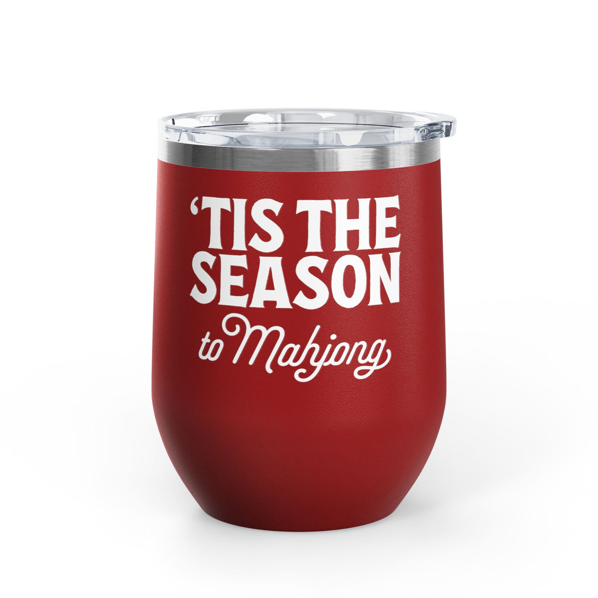'Tis the Season to Mahjong wine tumbler in red