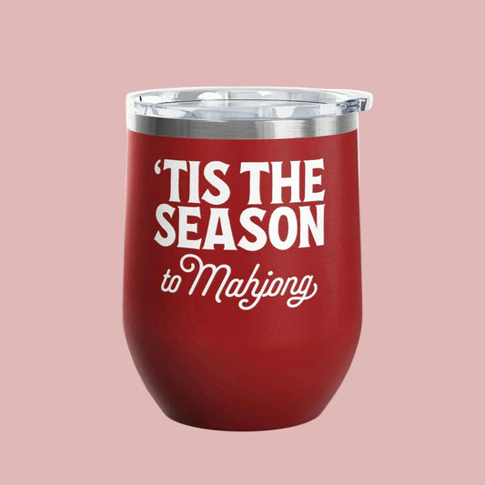 'Tis the Season to Mahjong wine tumbler in red