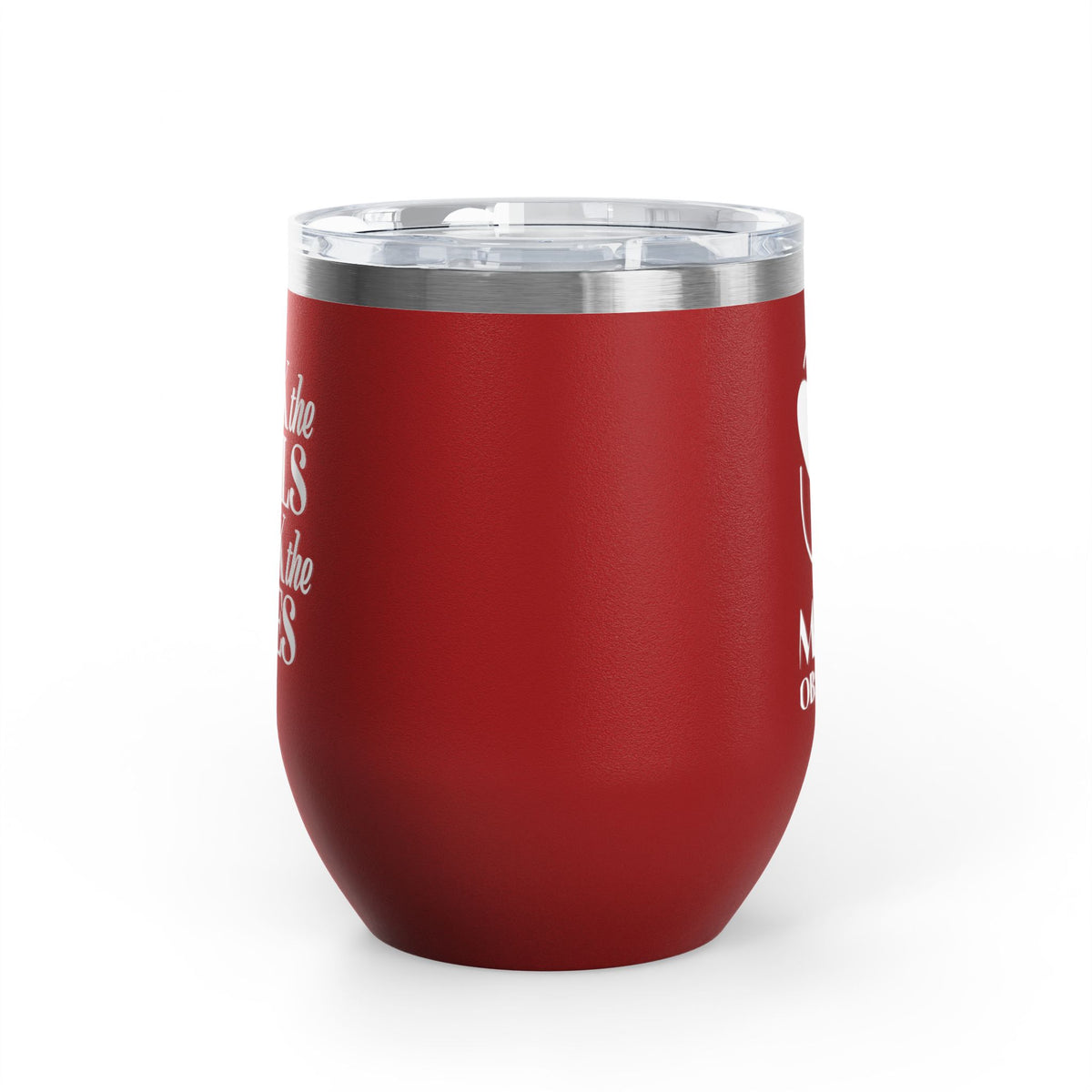 Deck the Halls Rack the Tiles wine tumbler in red