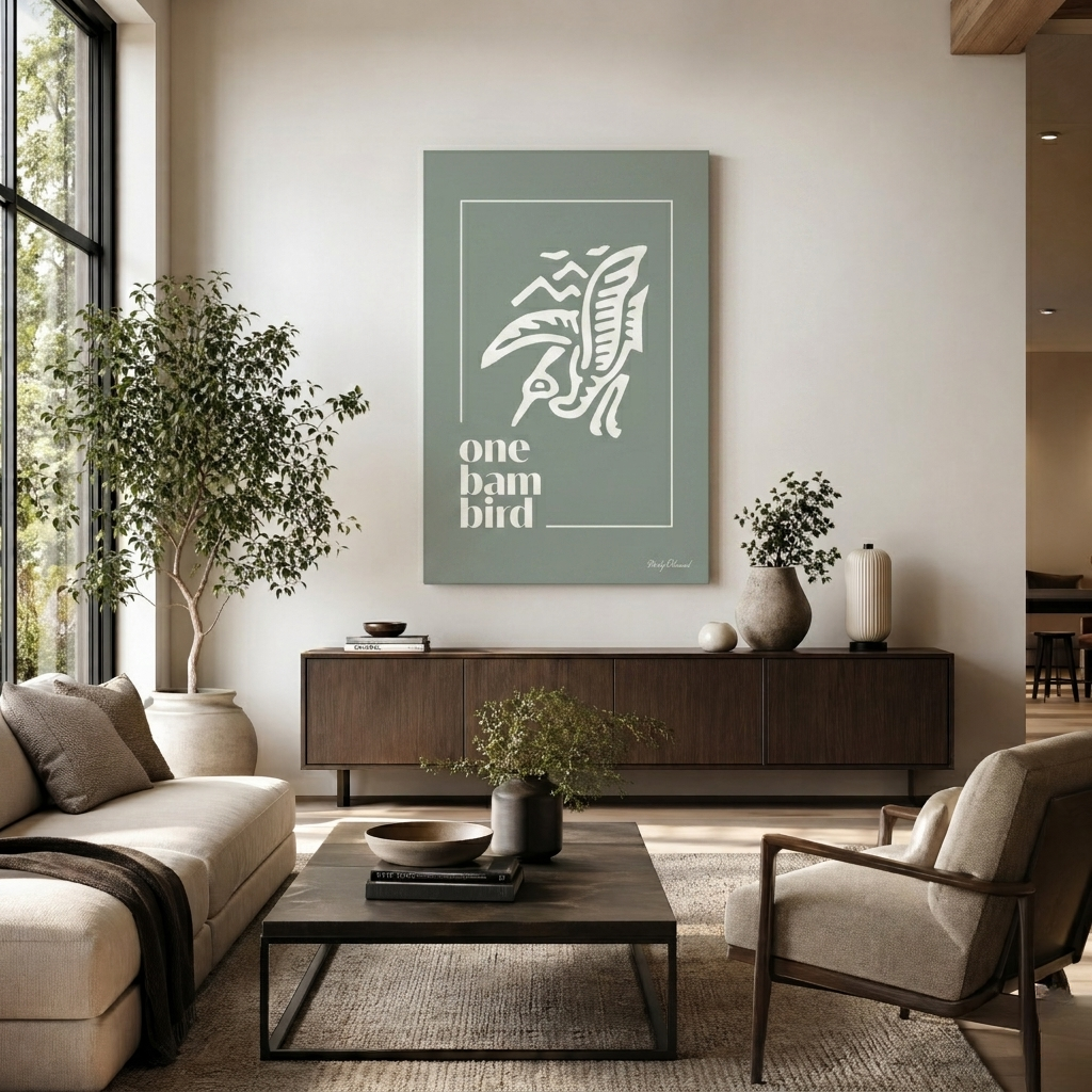 One Bam Bird Green Canvas