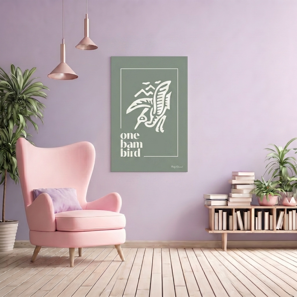 One Bam Bird Green Canvas