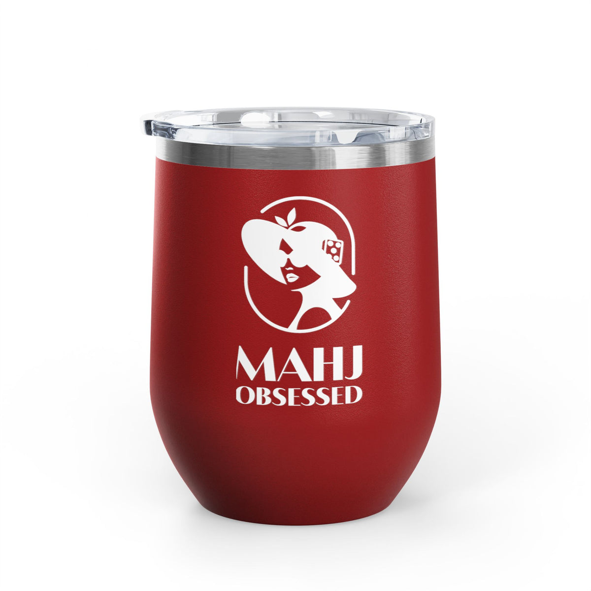 Deck the Halls Rack the Tiles wine tumbler in red