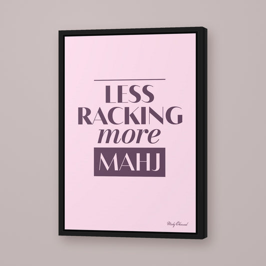 More or Less Mahjong framed canvas wall art in lavender, black frame, hung on wall [frame:black]