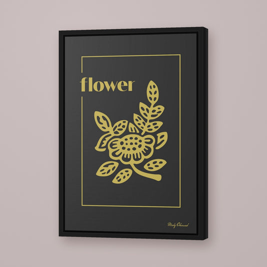 Flower Mahjong framed canvas wall art in black, black frame, hung on wall [frame:black]