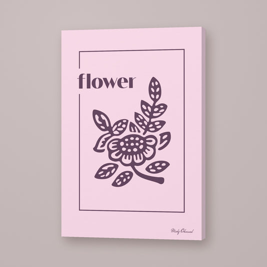 Flower Mahjong canvas wall art in lavender, hung on wall