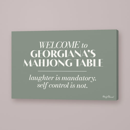 Unfiltered Table Mahjong canvas wall art in green, hung on wall