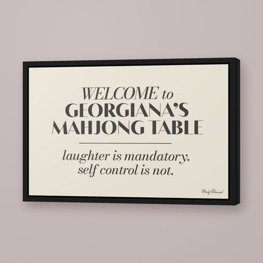 Unfiltered Table Mahjong framed canvas wall art in ivory, black frame, hung on wall [frame:black]