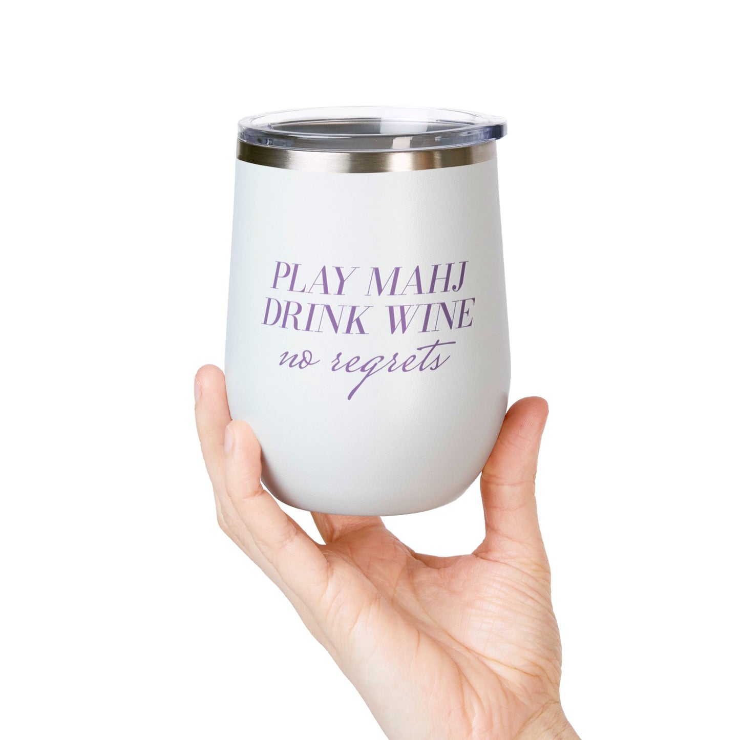 Play Mahj. Drink Wine. No Regrets Wine Tumbler