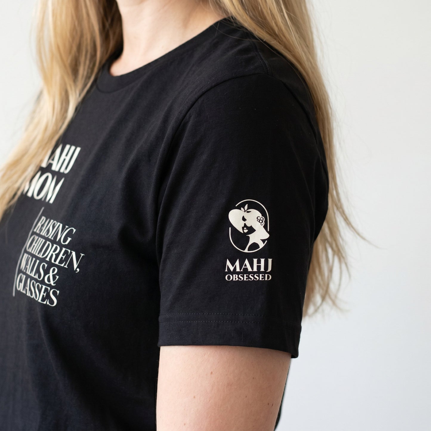 Mahjong t-shirt sleeve detail Black - Mahj Obsessed [color:black]
