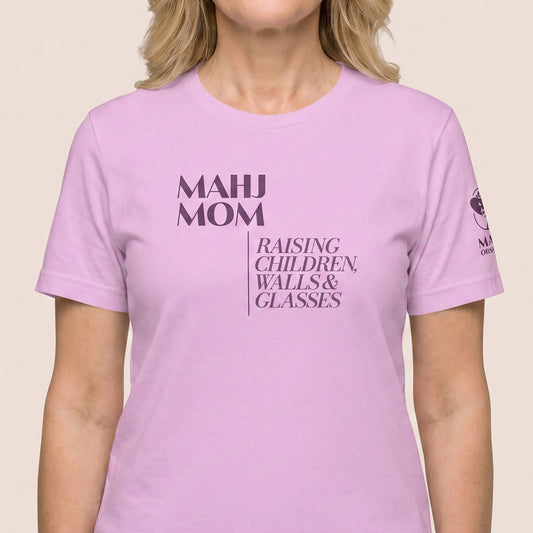 Women's mahjong t-shirt Lilac front view - Mahj Obsessed [color:lilac]