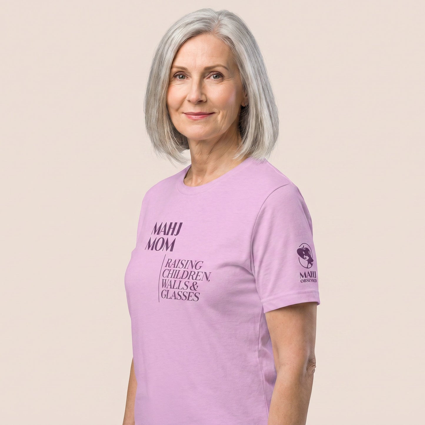 Mahjong tee Lilac three-quarter view - Mahj Obsessed [color:lilac]