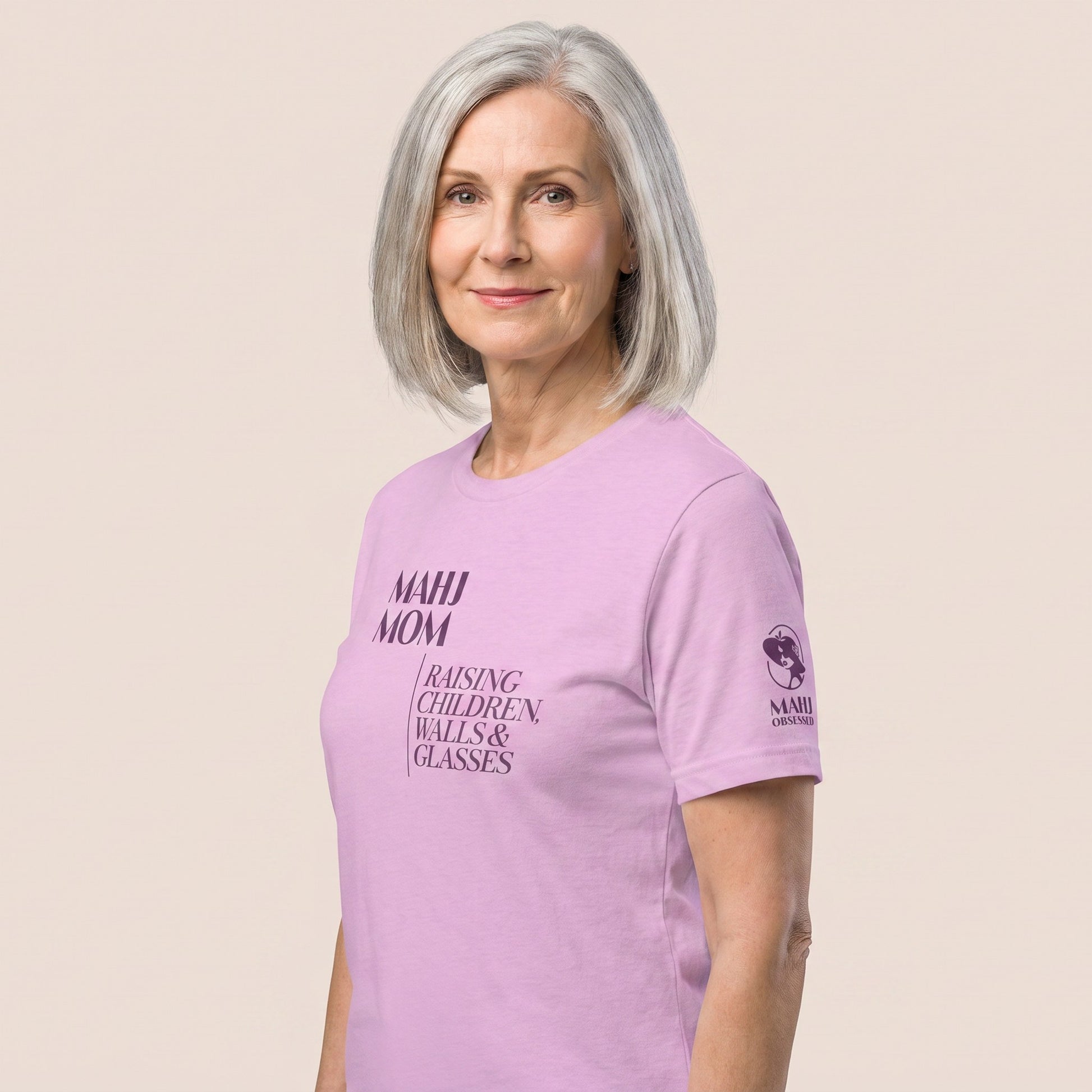 Mahjong tee Lilac three-quarter view - Mahj Obsessed [color:lilac]
