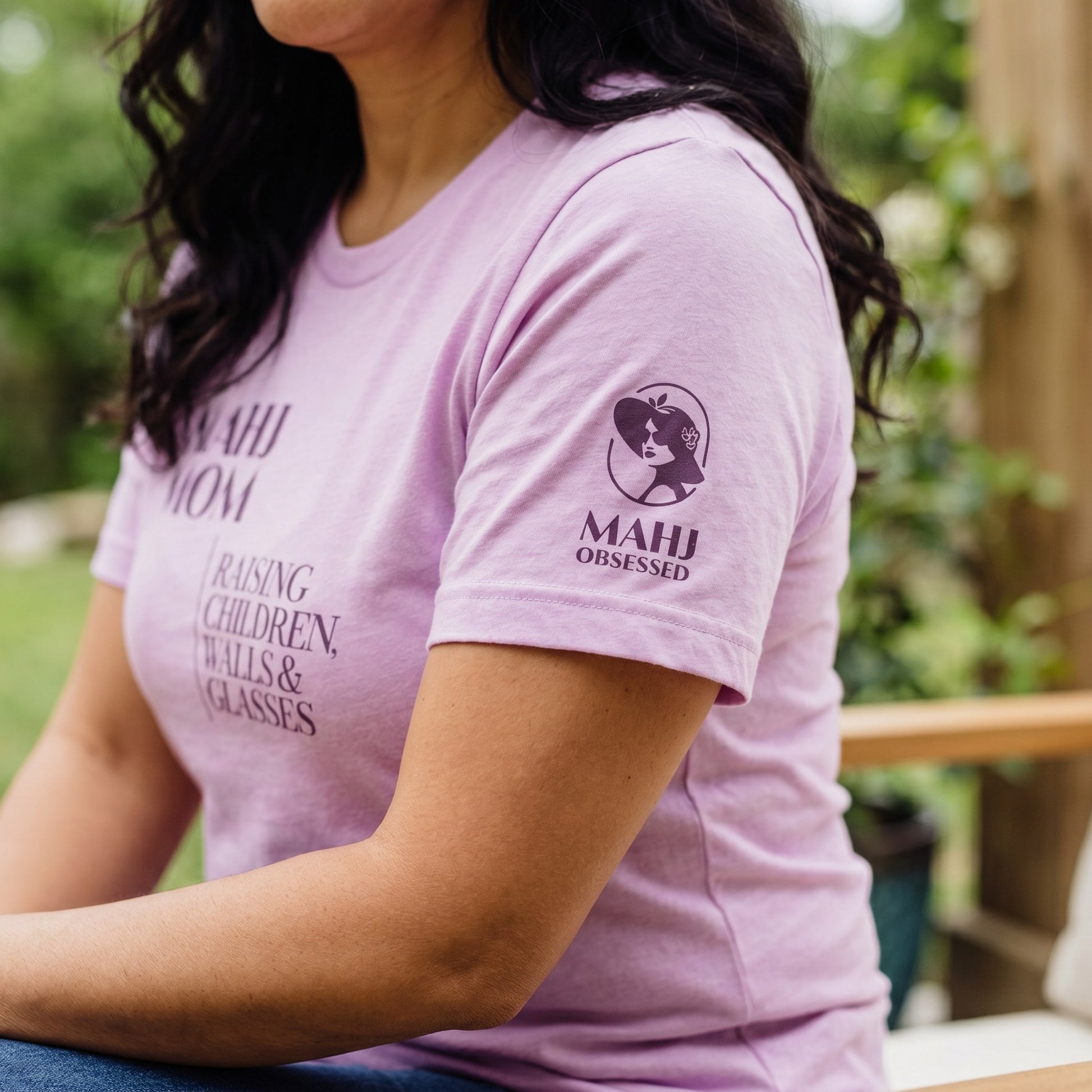 Mahjong t-shirt sleeve detail Lilac - Mahj Obsessed [color:lilac]