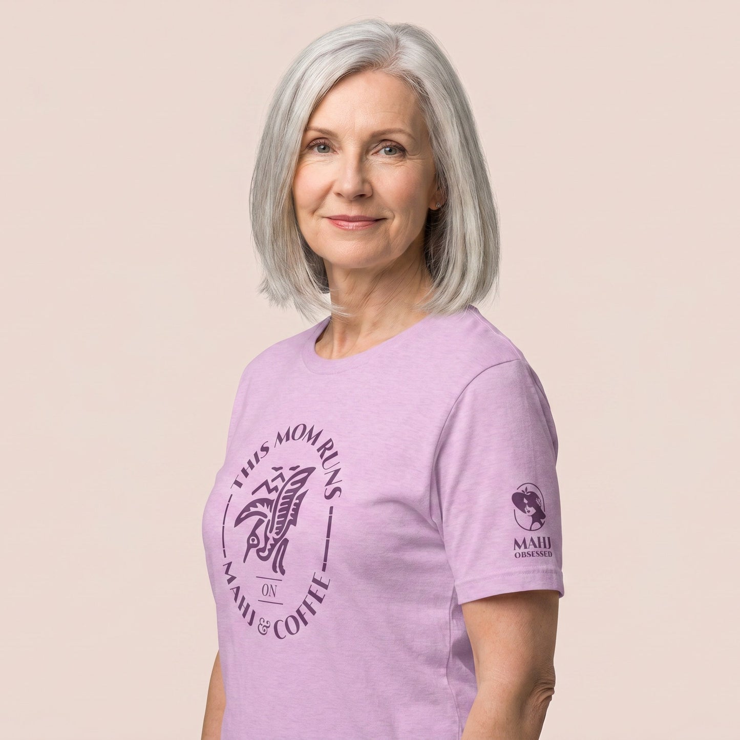 Mahjong tee Lilac three-quarter view - Mahj Obsessed [color:lilac]