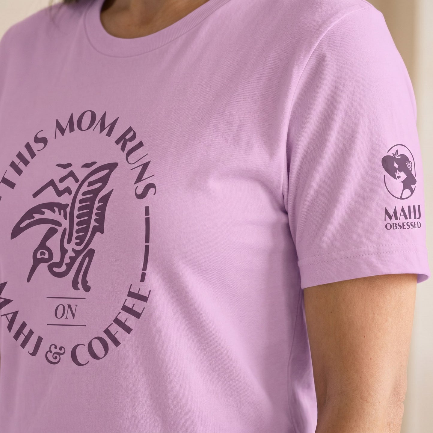Mahjong t-shirt sleeve detail Lilac - Mahj Obsessed [color:lilac]