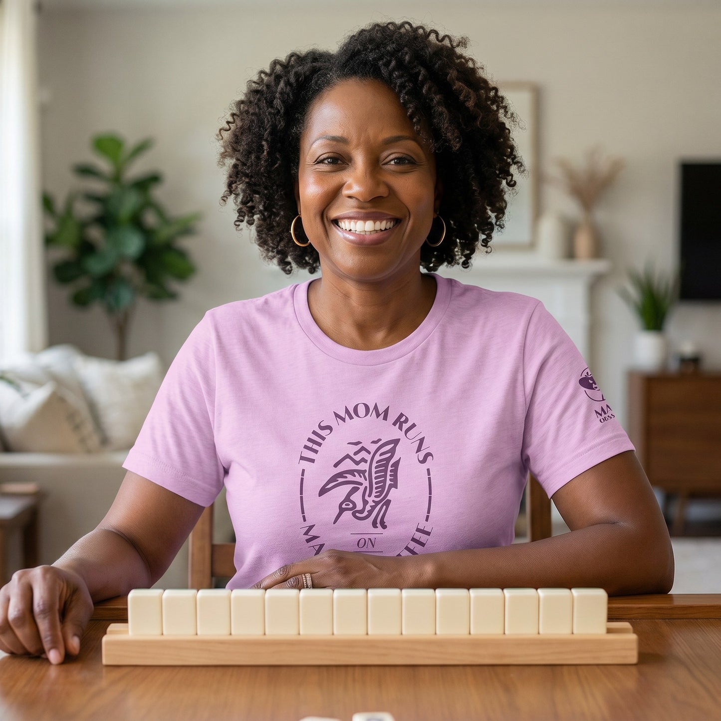 Mahjong t-shirt at game table Lilac - Mahj Obsessed [color:lilac]