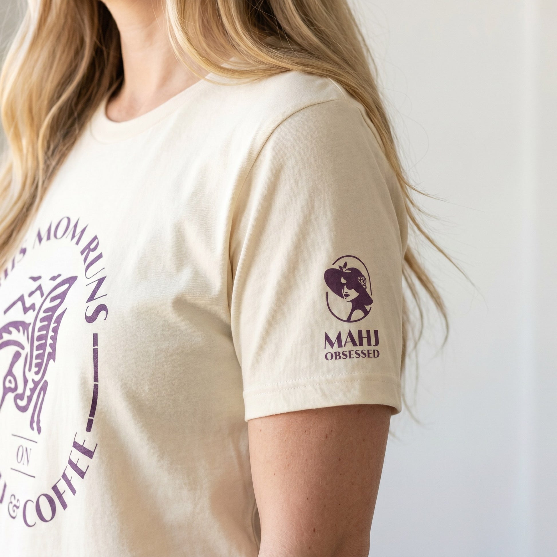 Mahjong t-shirt sleeve detail Natural - Mahj Obsessed [color:natural]