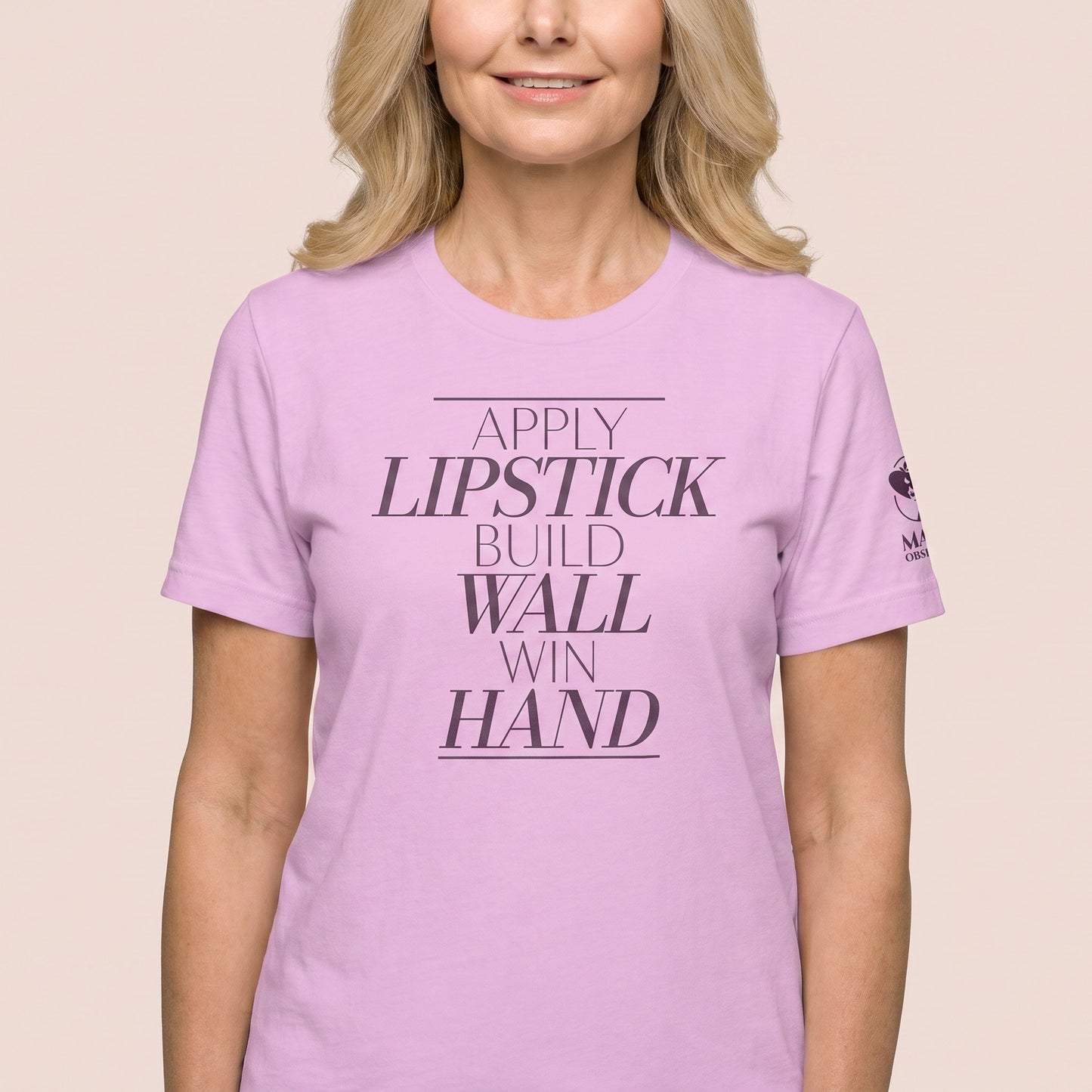 Women's mahjong t-shirt Lilac front view - Mahj Obsessed [color:lilac]