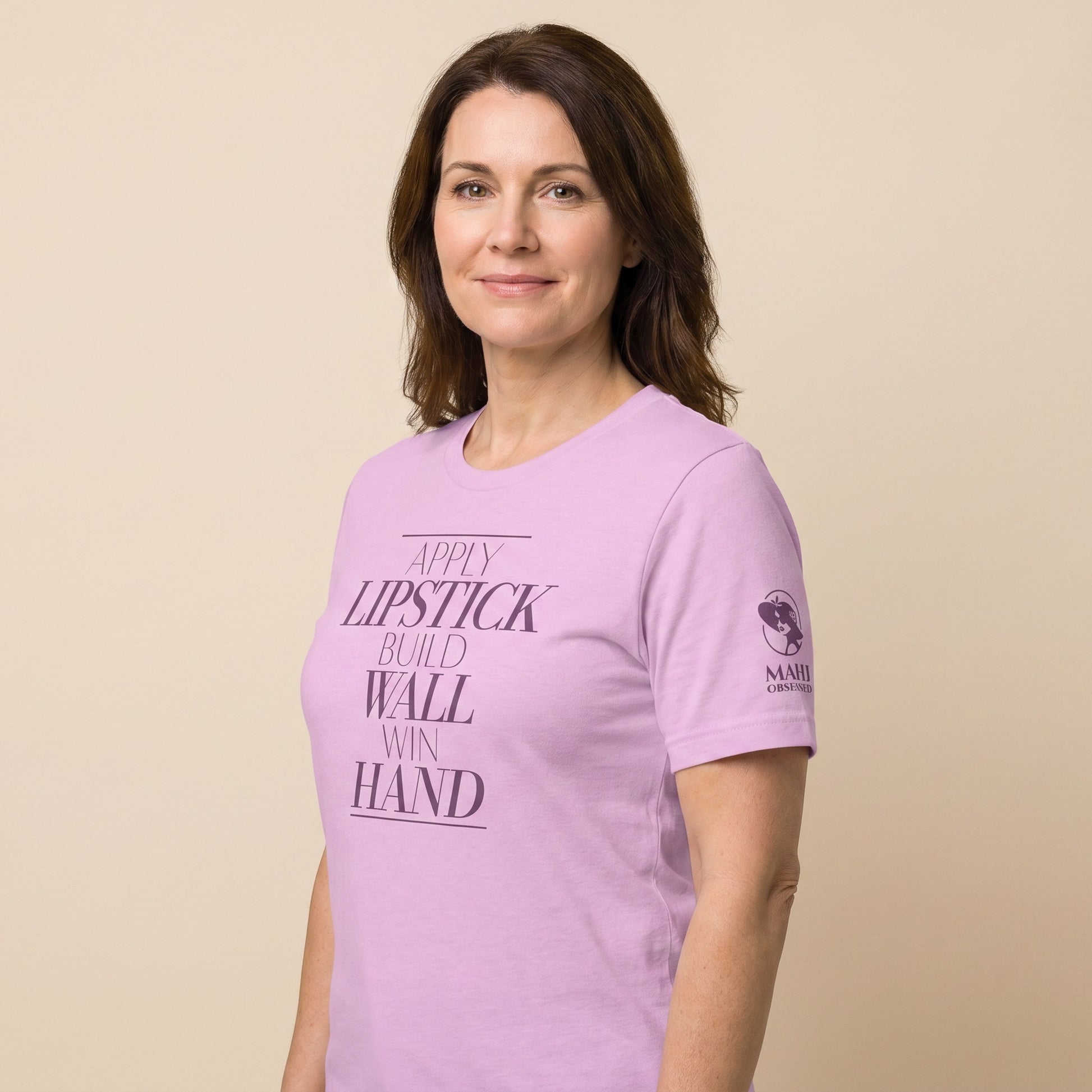 Mahjong tee Lilac three-quarter view - Mahj Obsessed [color:lilac]