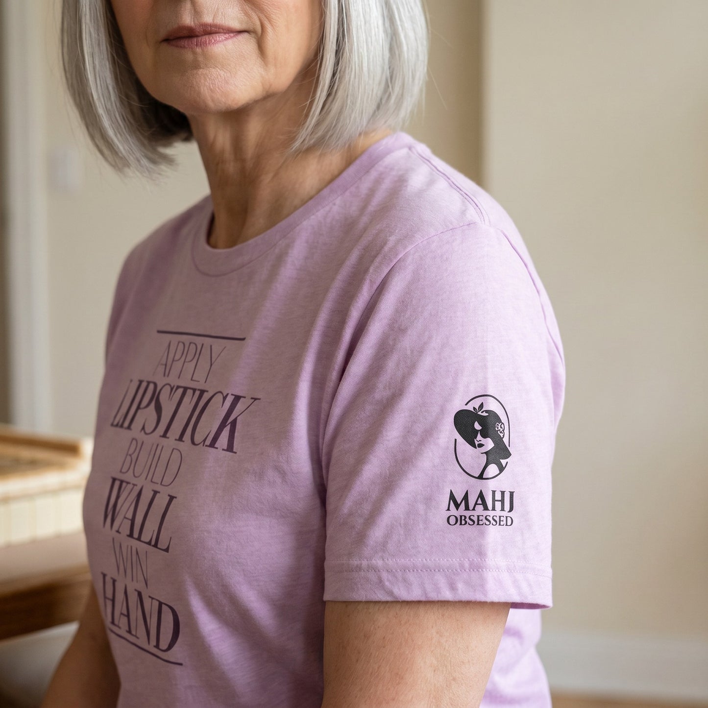 Mahjong t-shirt sleeve detail Lilac - Mahj Obsessed [color:lilac]