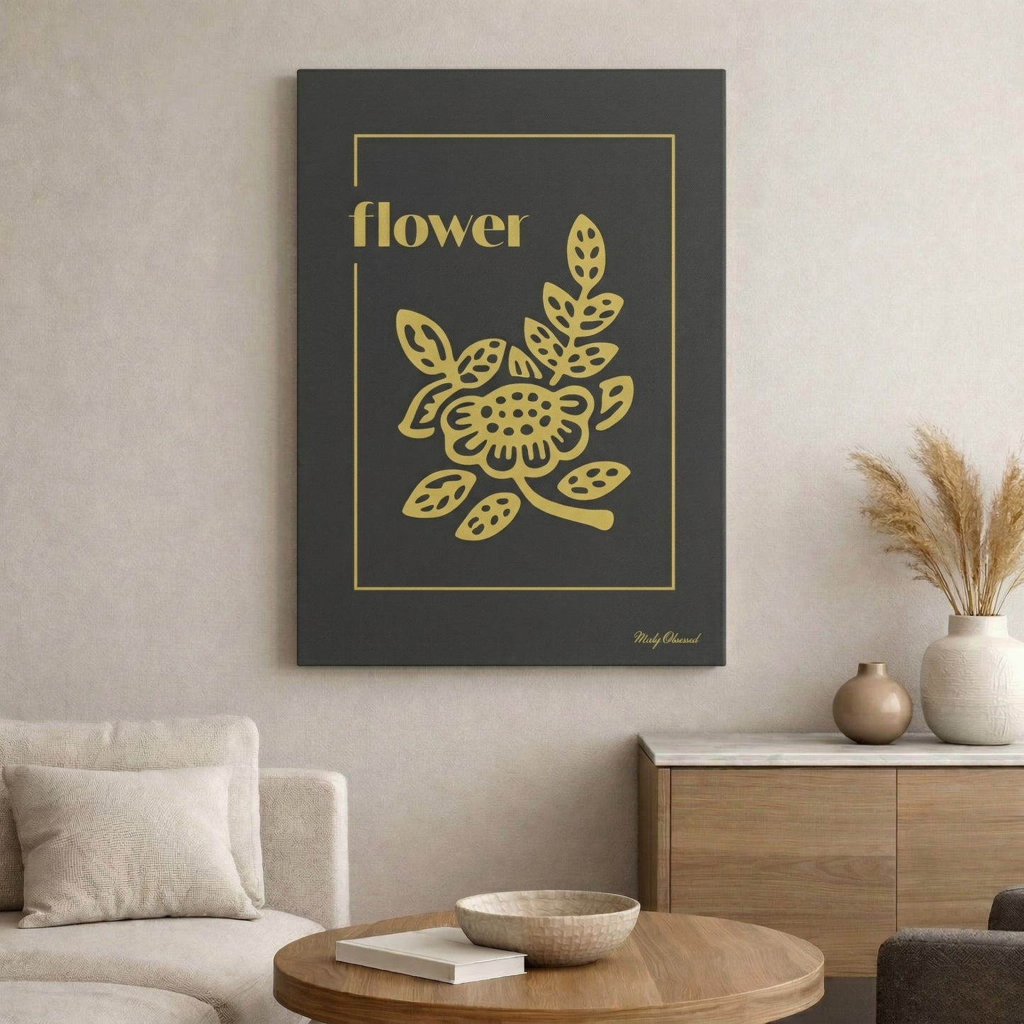 Flower Black Canvas