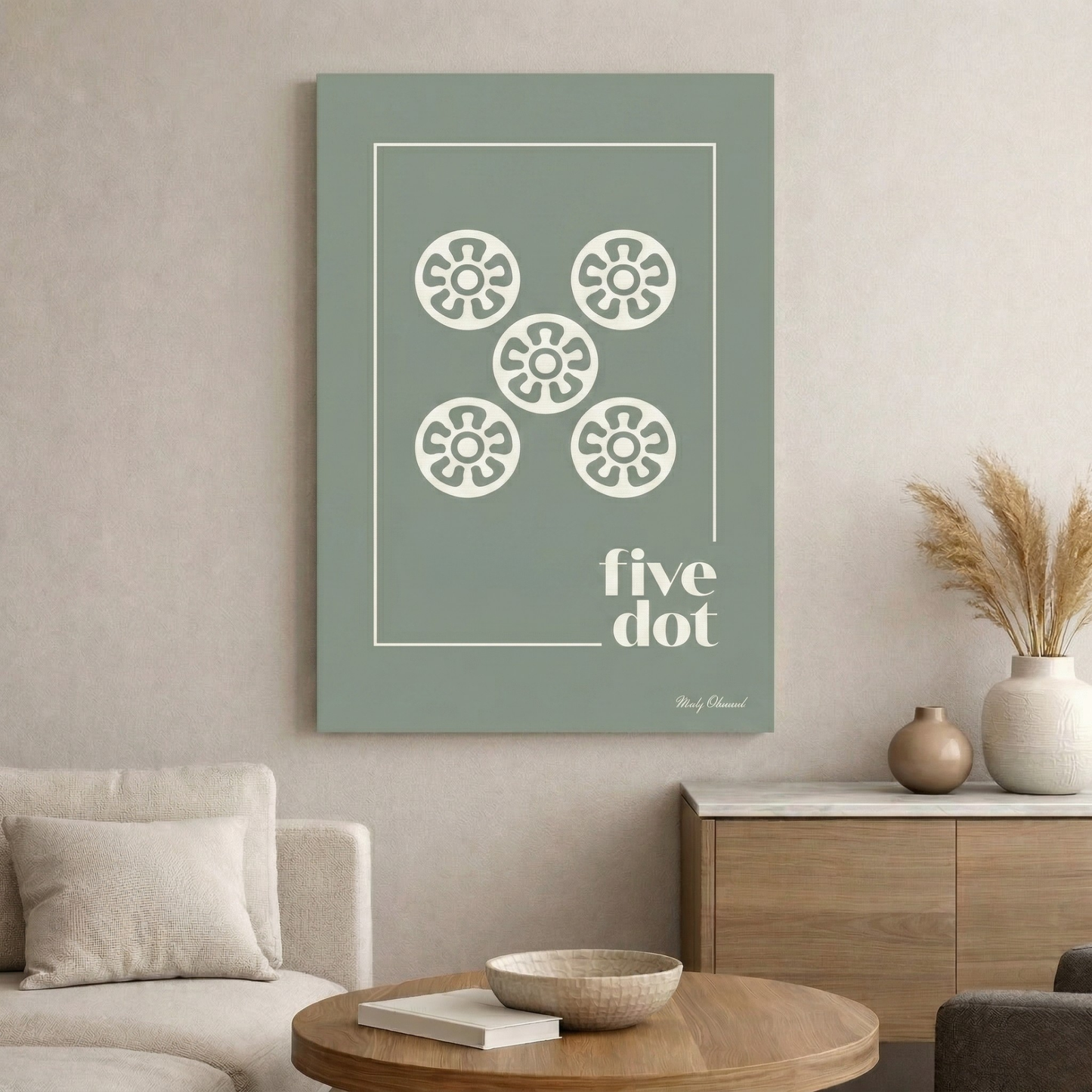 Five Dot Green Canvas