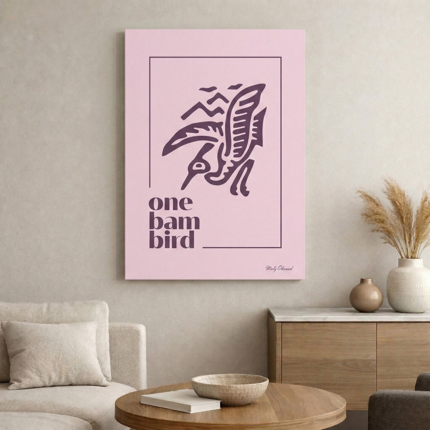 One Bam Bird Lavender Canvas