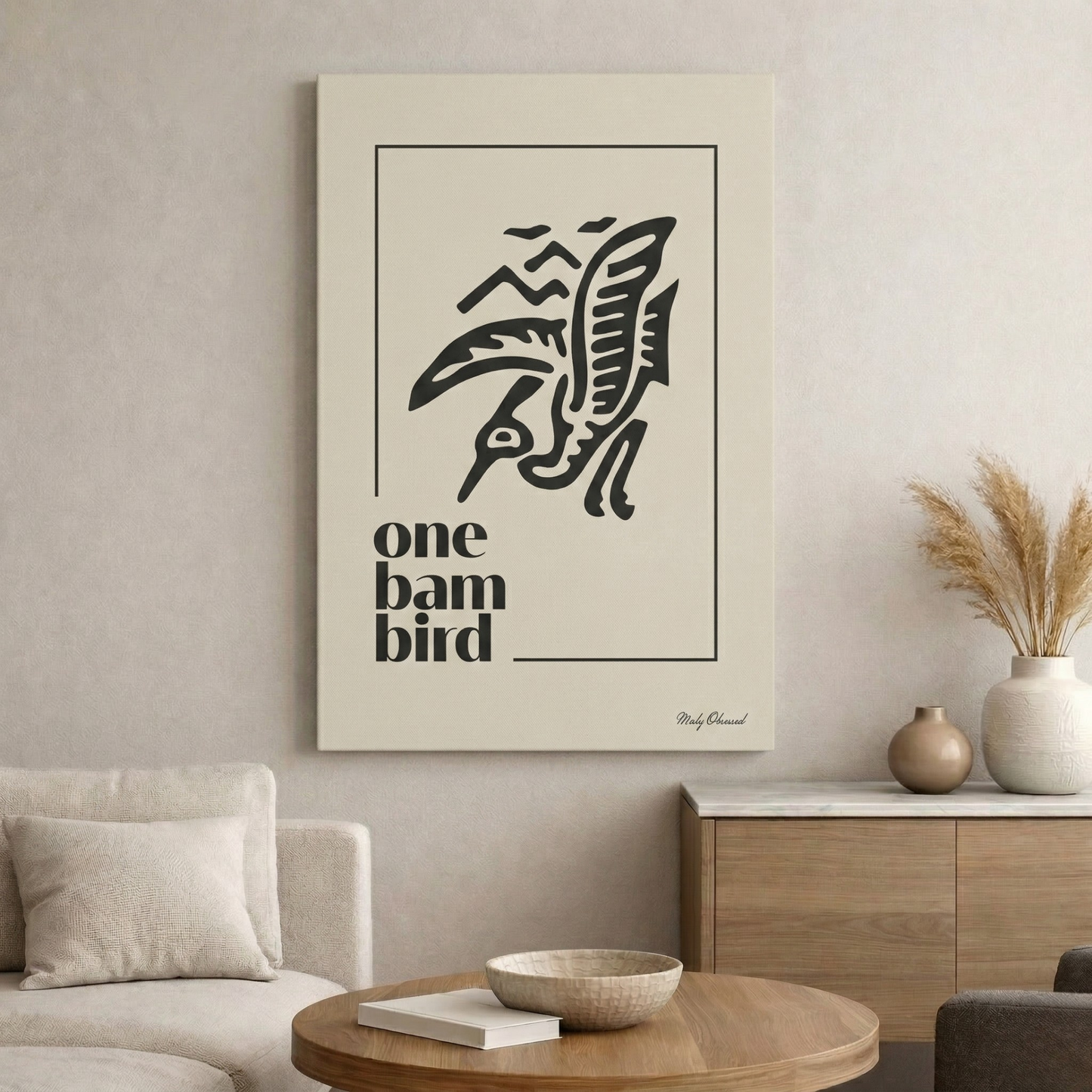 One Bam Bird Ivory Canvas