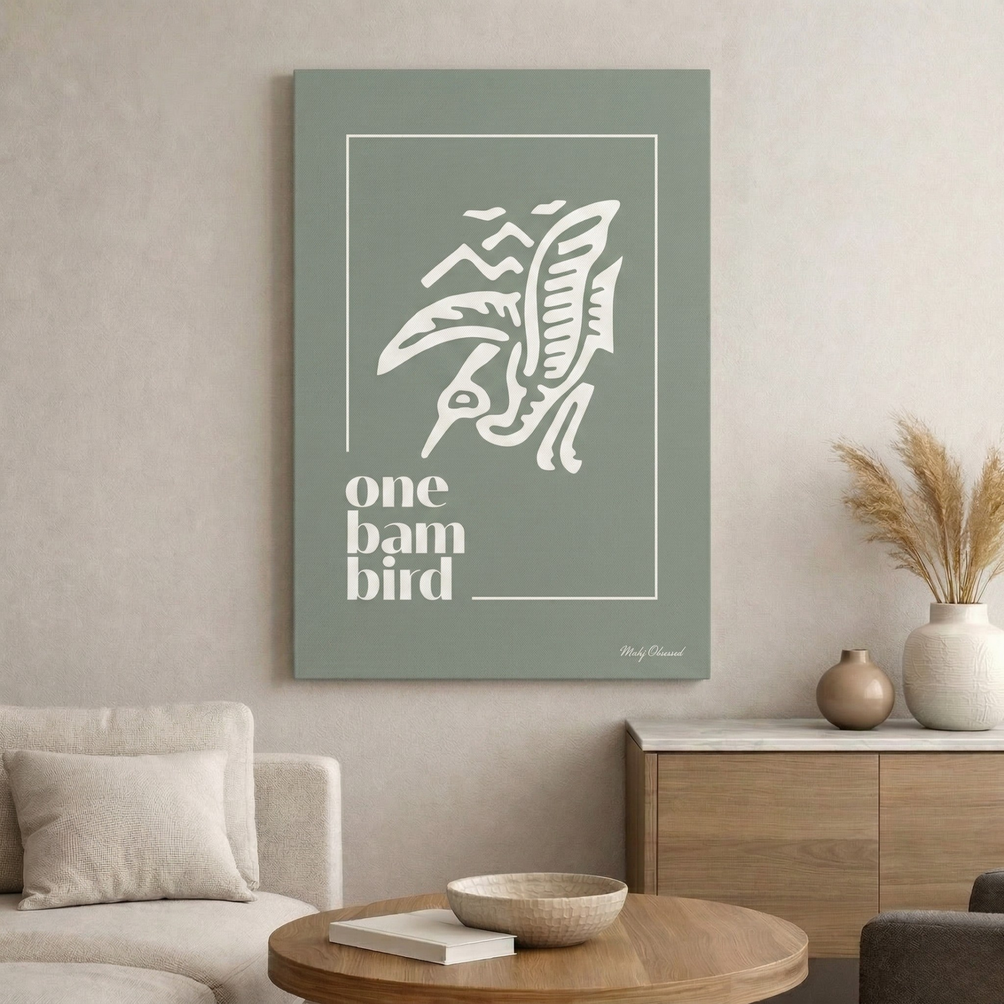 One Bam Bird Green Canvas