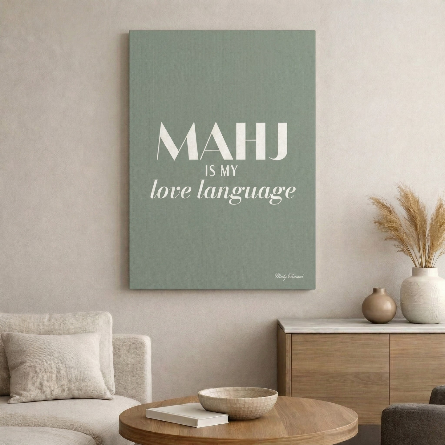 My Mahj, My Word Green Canvas
