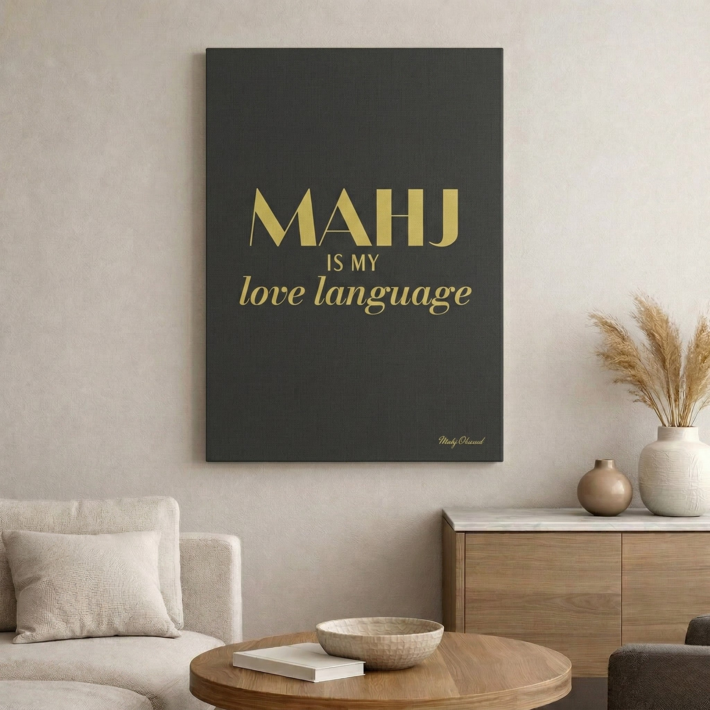 My Mahj, My Word Black Canvas