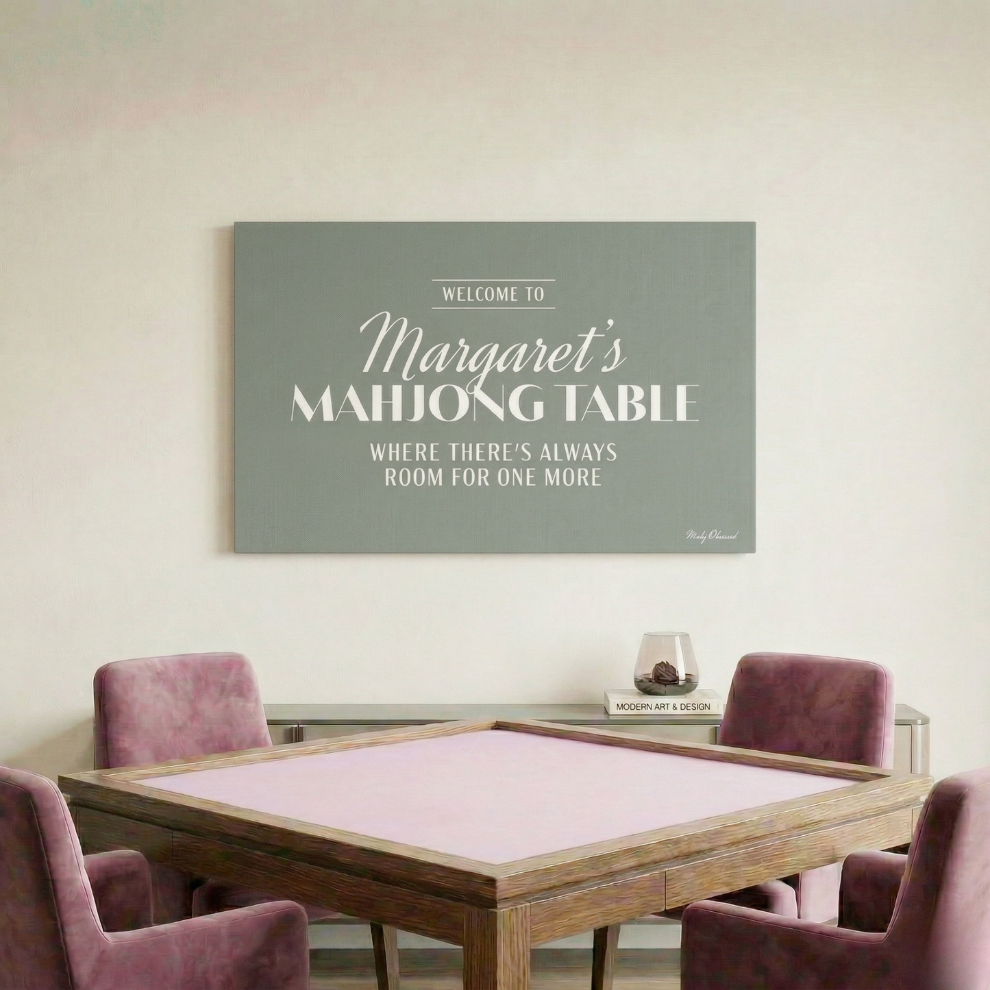 Always Welcome Table Green Canvas
