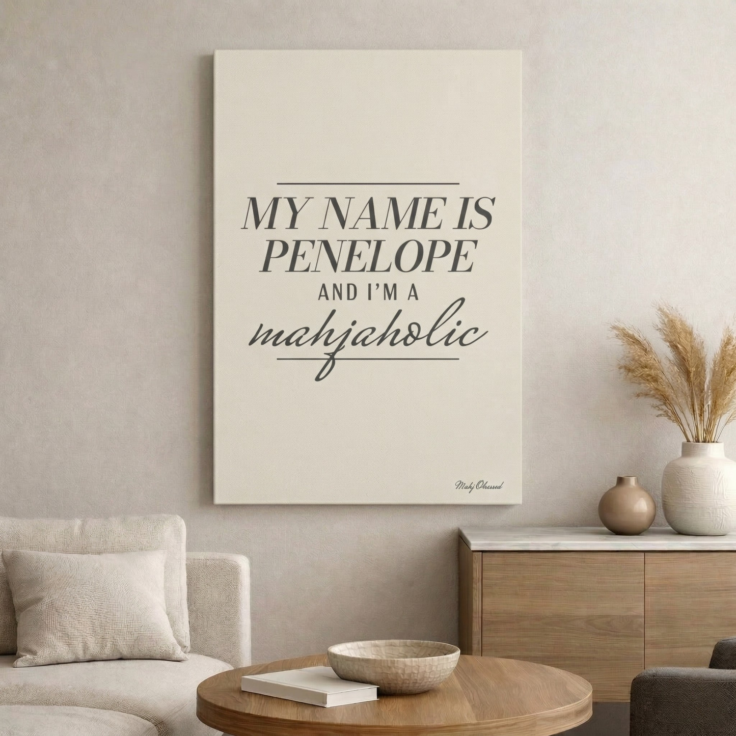 I'm a Mahjaholic Ivory Canvas