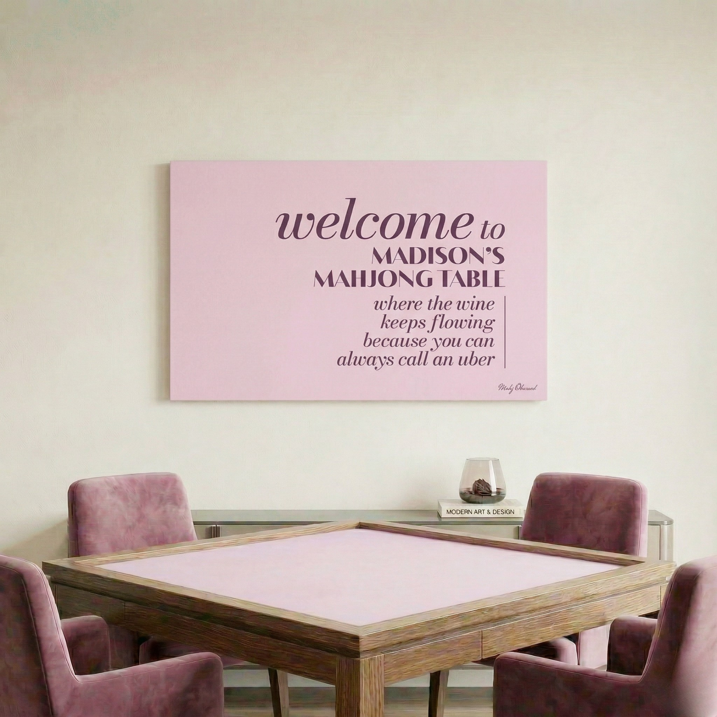 Drink As Much As You Want Table Lavender Canvas