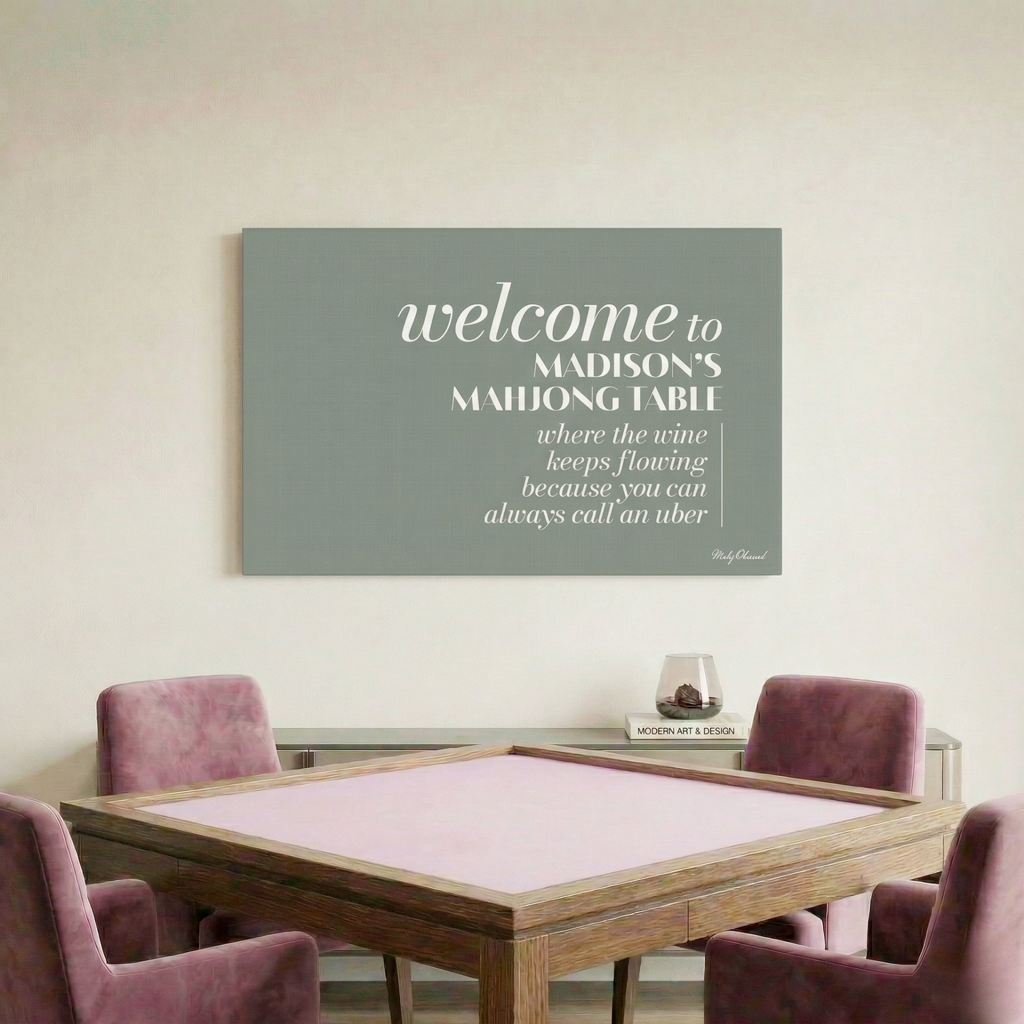 Drink As Much As You Want Table Green Canvas