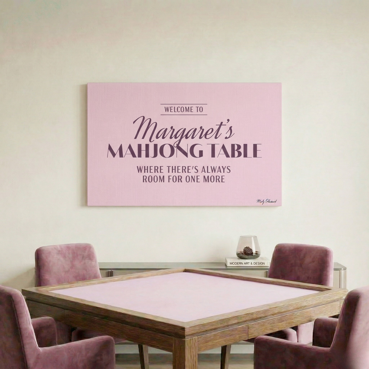 Always Welcome Table Lavender Canvas