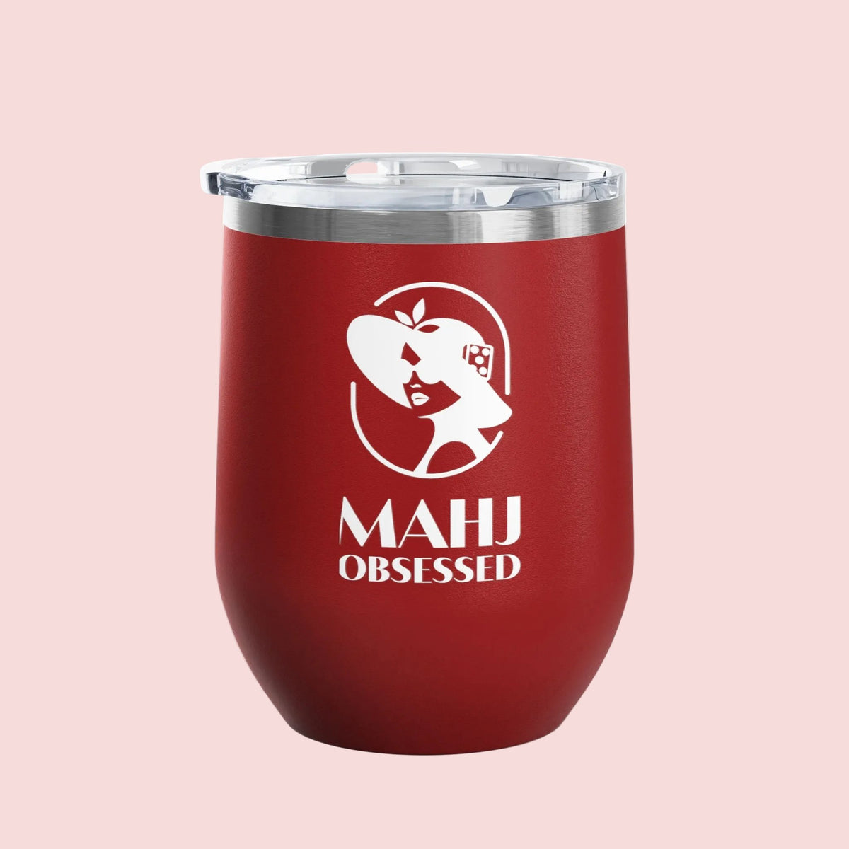 Deck the Halls Rack the Tiles wine tumbler in red