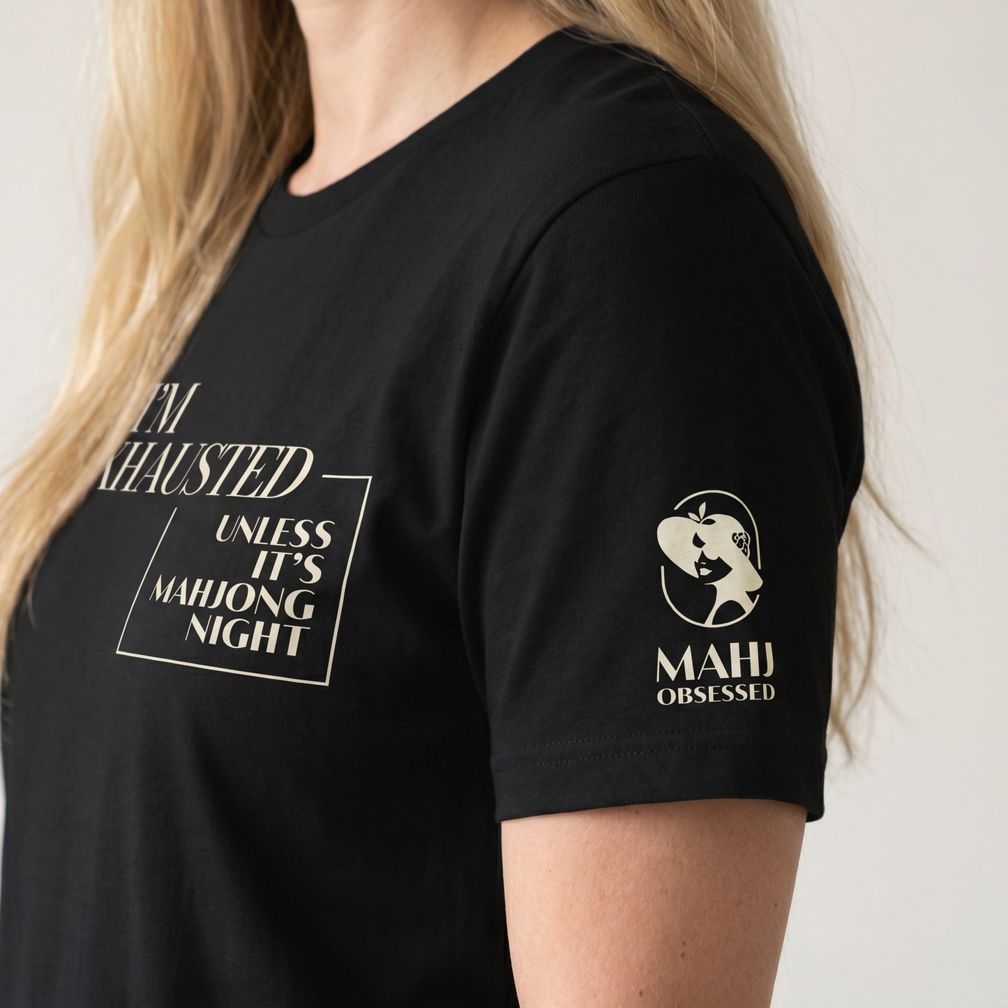Mahjong t-shirt sleeve detail Black - Mahj Obsessed [color:black]
