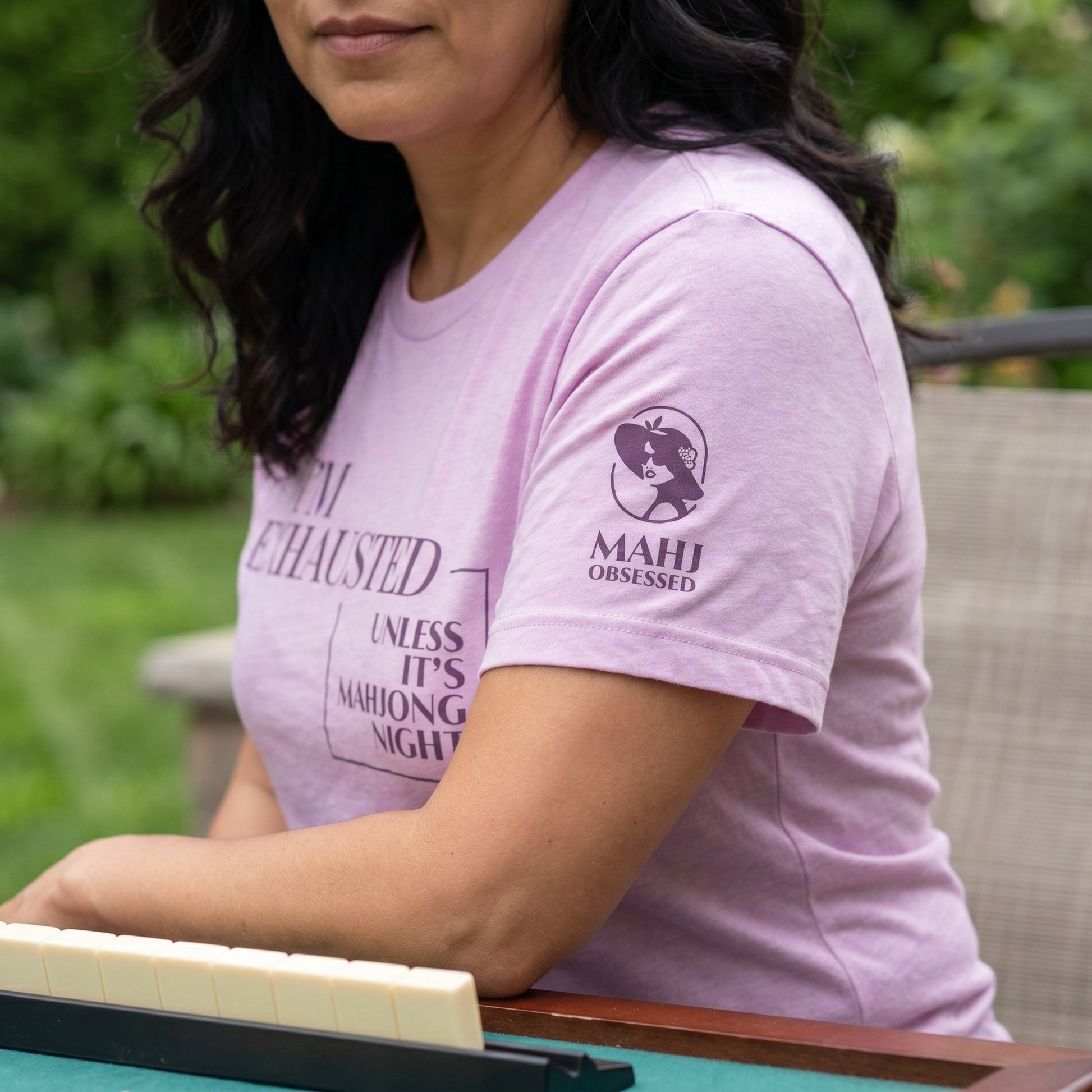 Mahjong t-shirt sleeve detail Lilac - Mahj Obsessed [color:lilac]