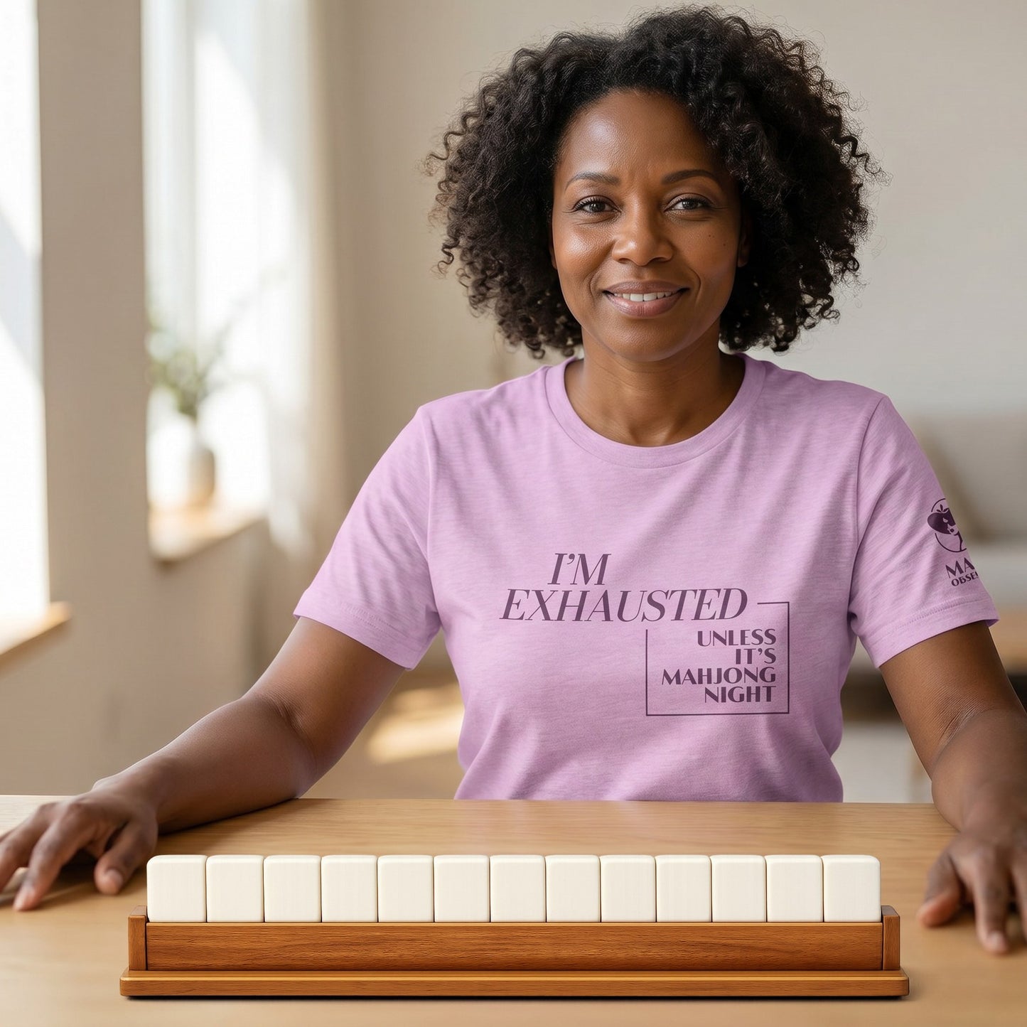 Mahjong t-shirt at game table Lilac - Mahj Obsessed [color:lilac]