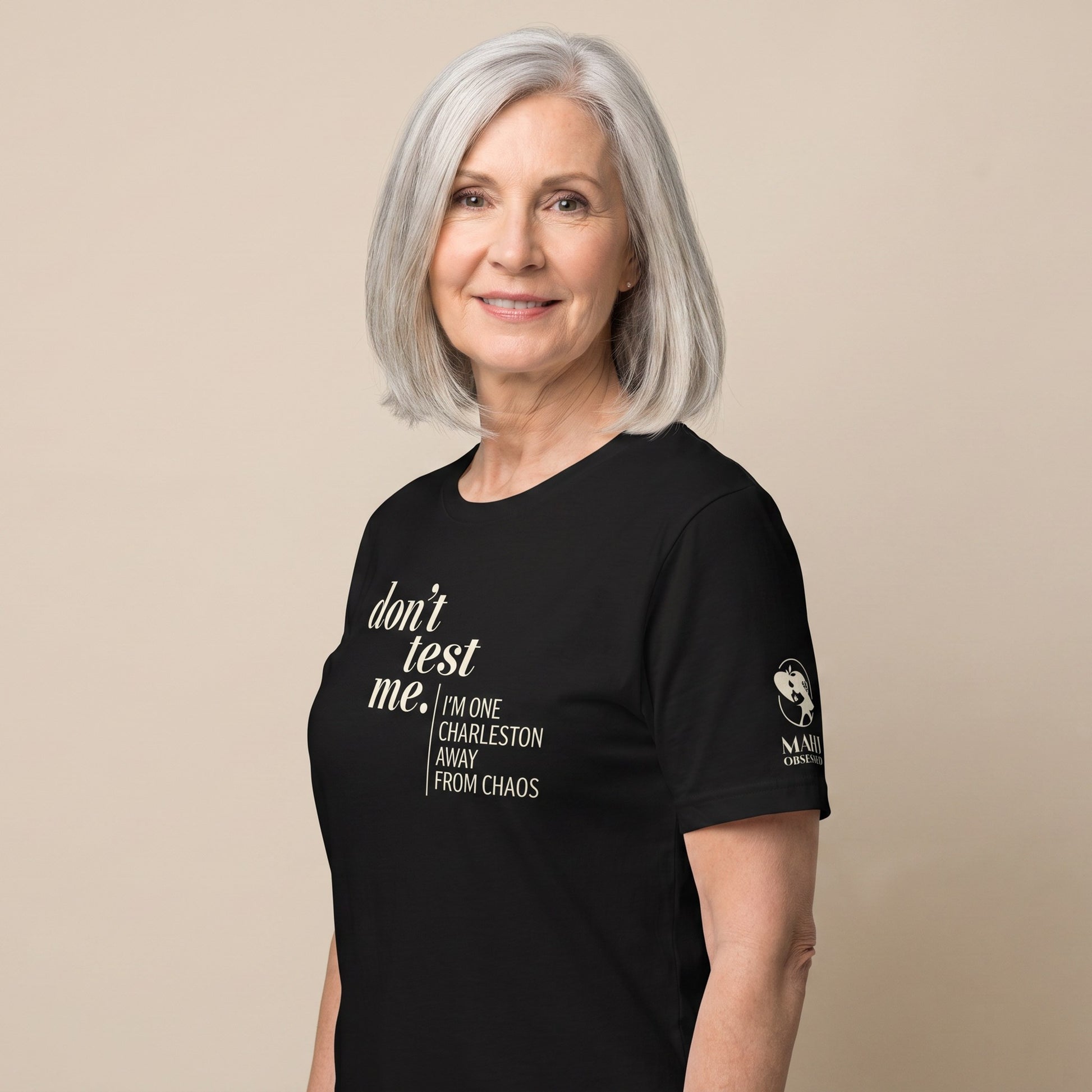 Mahjong tee Black three-quarter view - Mahj Obsessed [color:black]