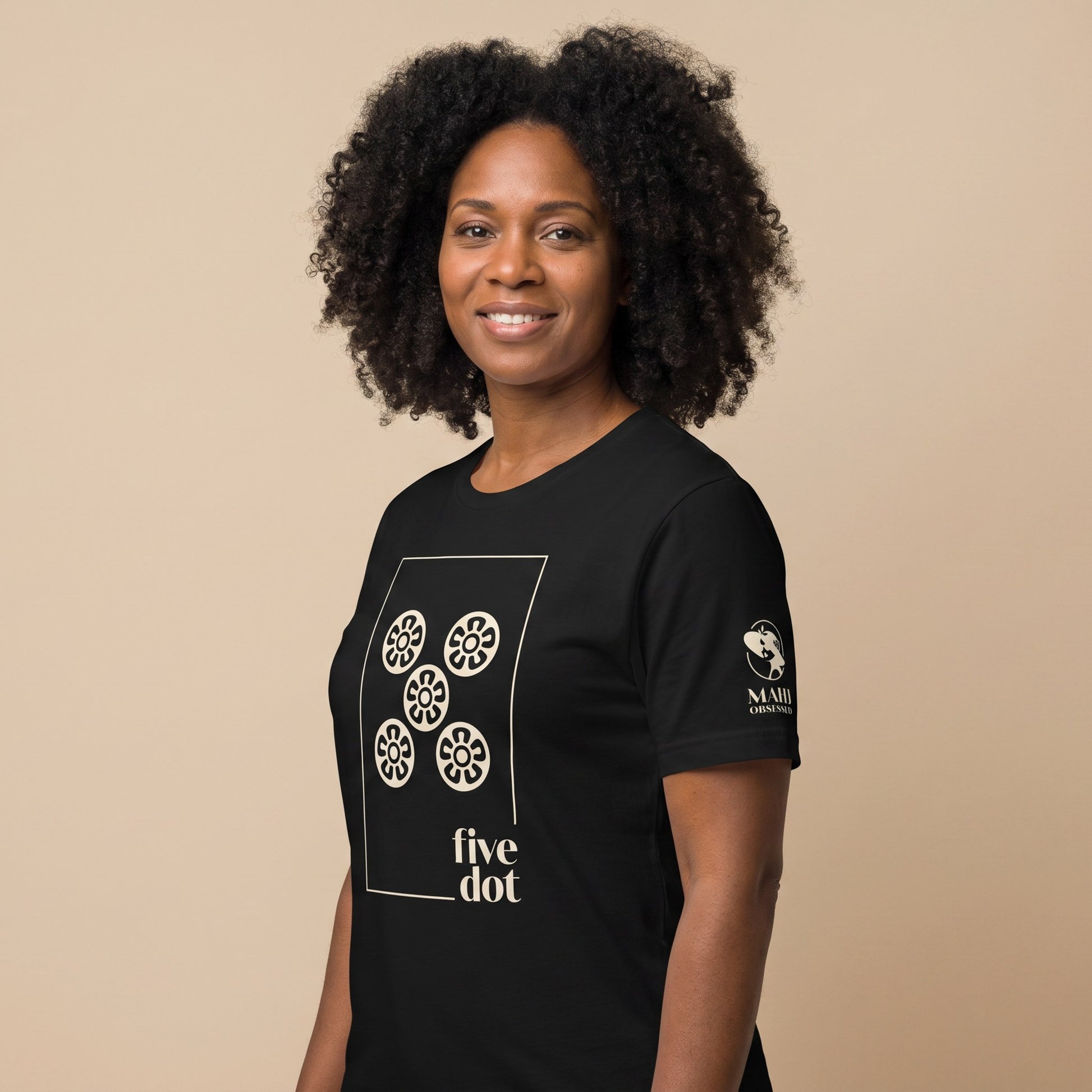 Mahjong tee Black three-quarter view - Mahj Obsessed [color:black]