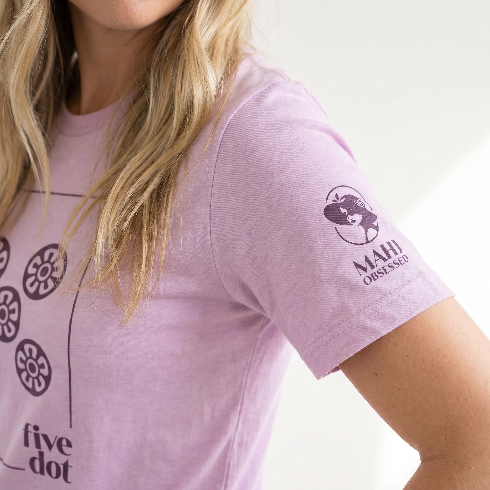 Mahjong t-shirt sleeve detail Lilac - Mahj Obsessed [color:lilac]