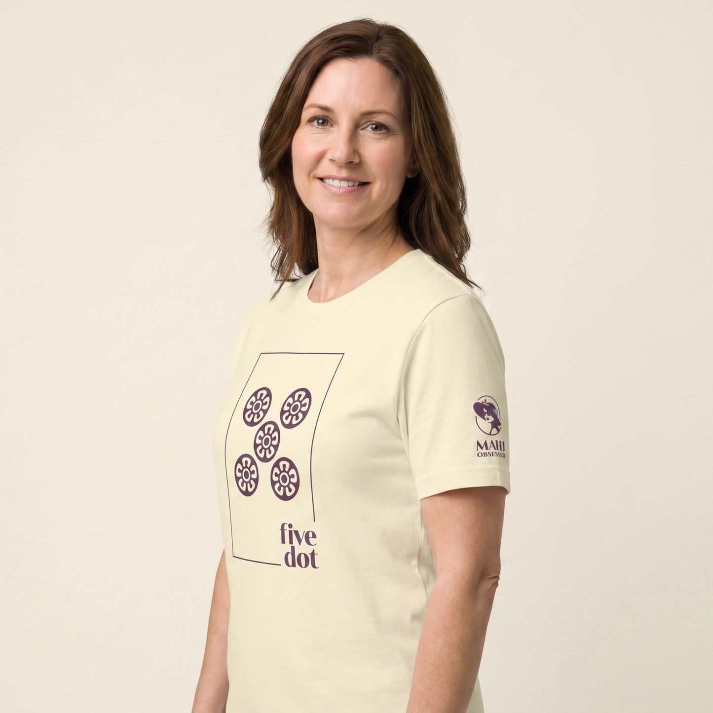 Mahjong tee Natural three-quarter view - Mahj Obsessed [color:natural]