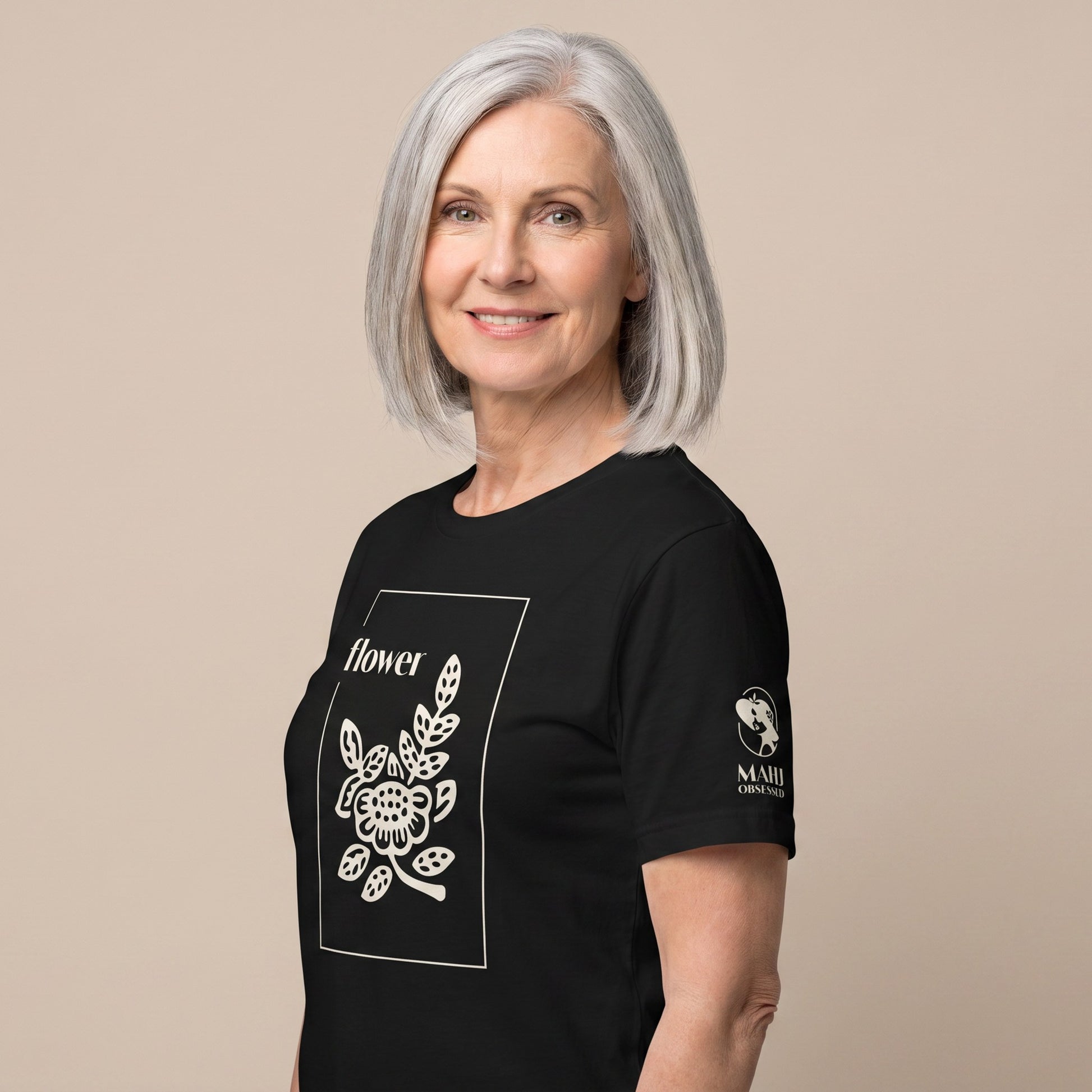 Mahjong tee Black three-quarter view - Mahj Obsessed [color:black]